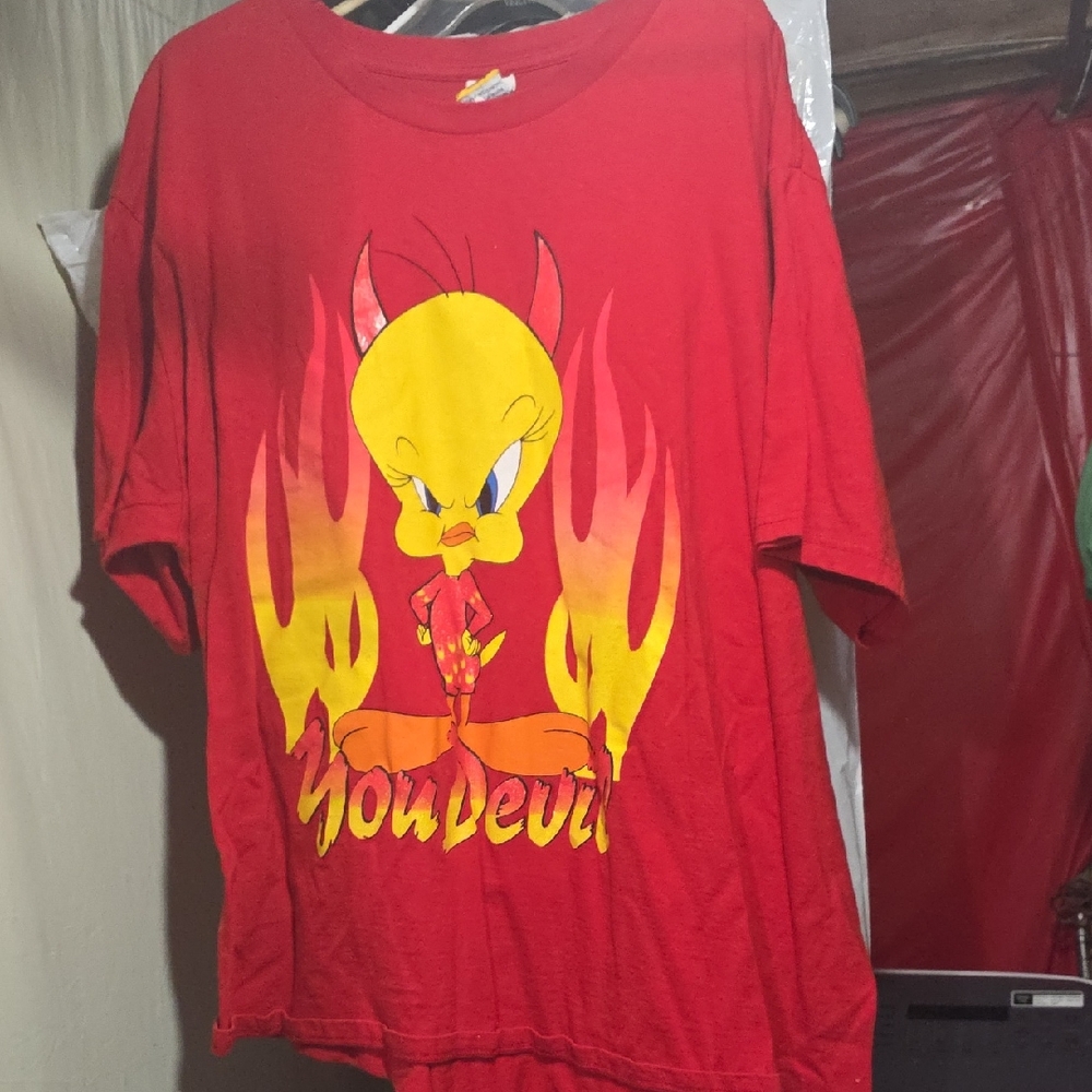 Vintage 90s Warner Bros. Red Tweety Devil Kids T-Shirt